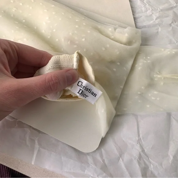 Christian Dior Dot Sheer Patterned Cotton Crotch Alabaster 3 - Picture 3 of 7